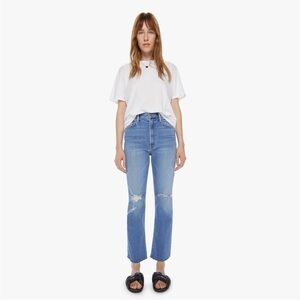 MOTHER High Rise Rider Ankle Fray Jeans in Party Like a Pirate